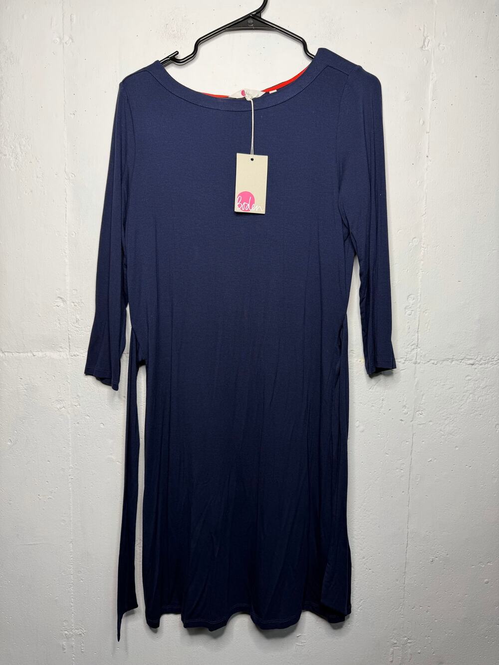 NEW Boden Womens Navy Blue Stretch Dress with Ties Size 10 Long